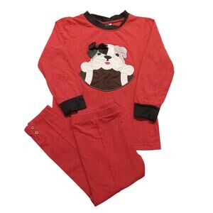 Crown & Ivy Kids Pajama Set 5 Girls Fleece Red Bulldog